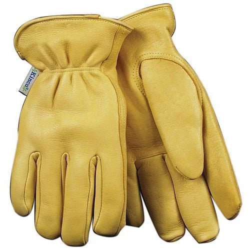 Kinco 90HKW-S Women's Lined Grain Deerskin Gloves, Heat Keep Lining, Double Shirred Elastic Back, Small, Golden