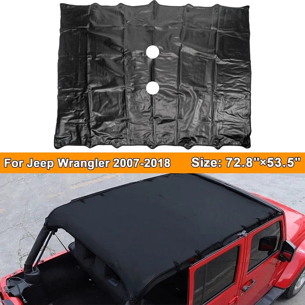Enhance Your Jeep Wrangler JK JKU 07-18 with Leather Top Sunshade Protection - Ultimate Sun Protection and Easy Installation