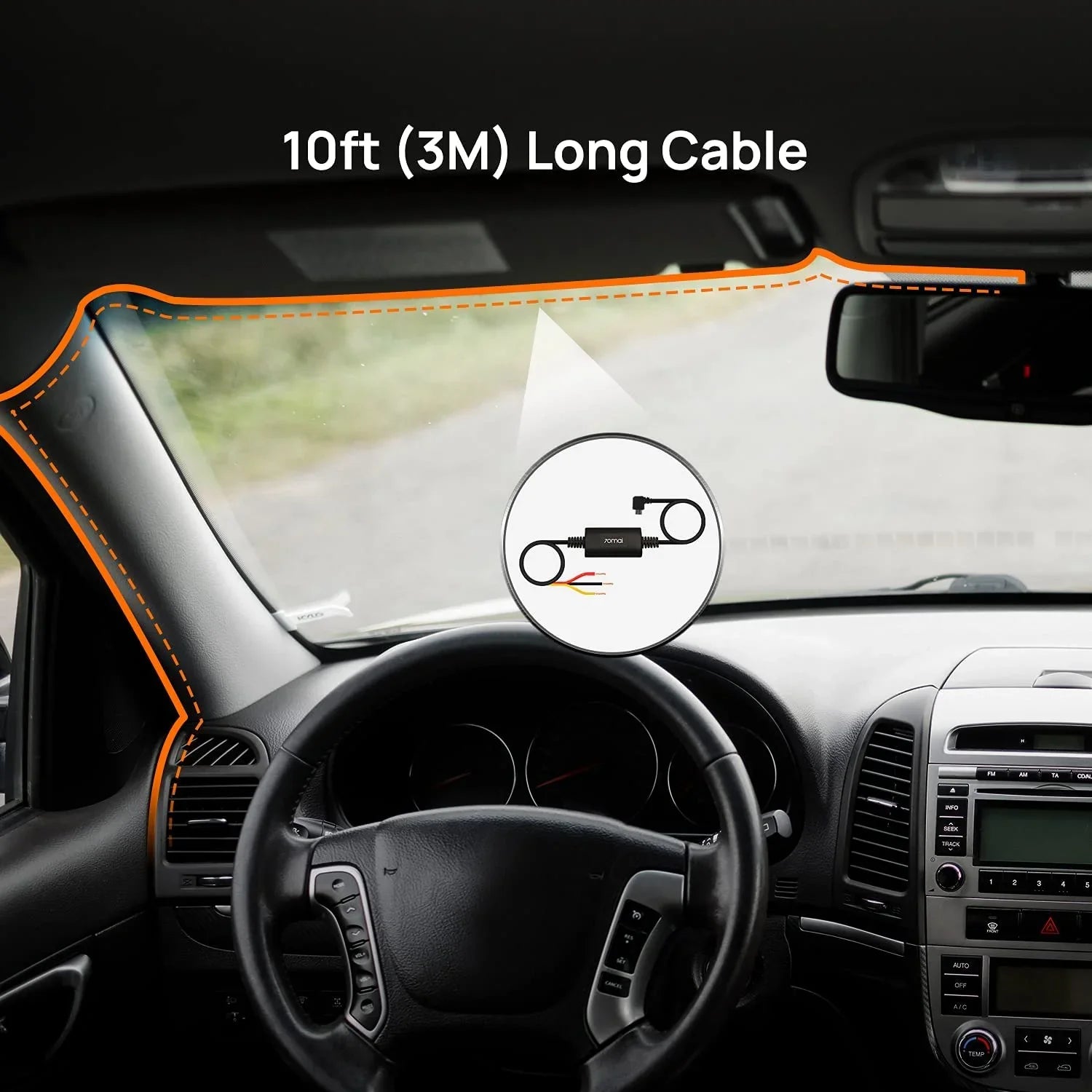 Hardwire Kit, 10ft ro USB Car Dash Cams, 12V-30V to 5V/2.4A, Low Voltage Protection, 24 Hour Parking