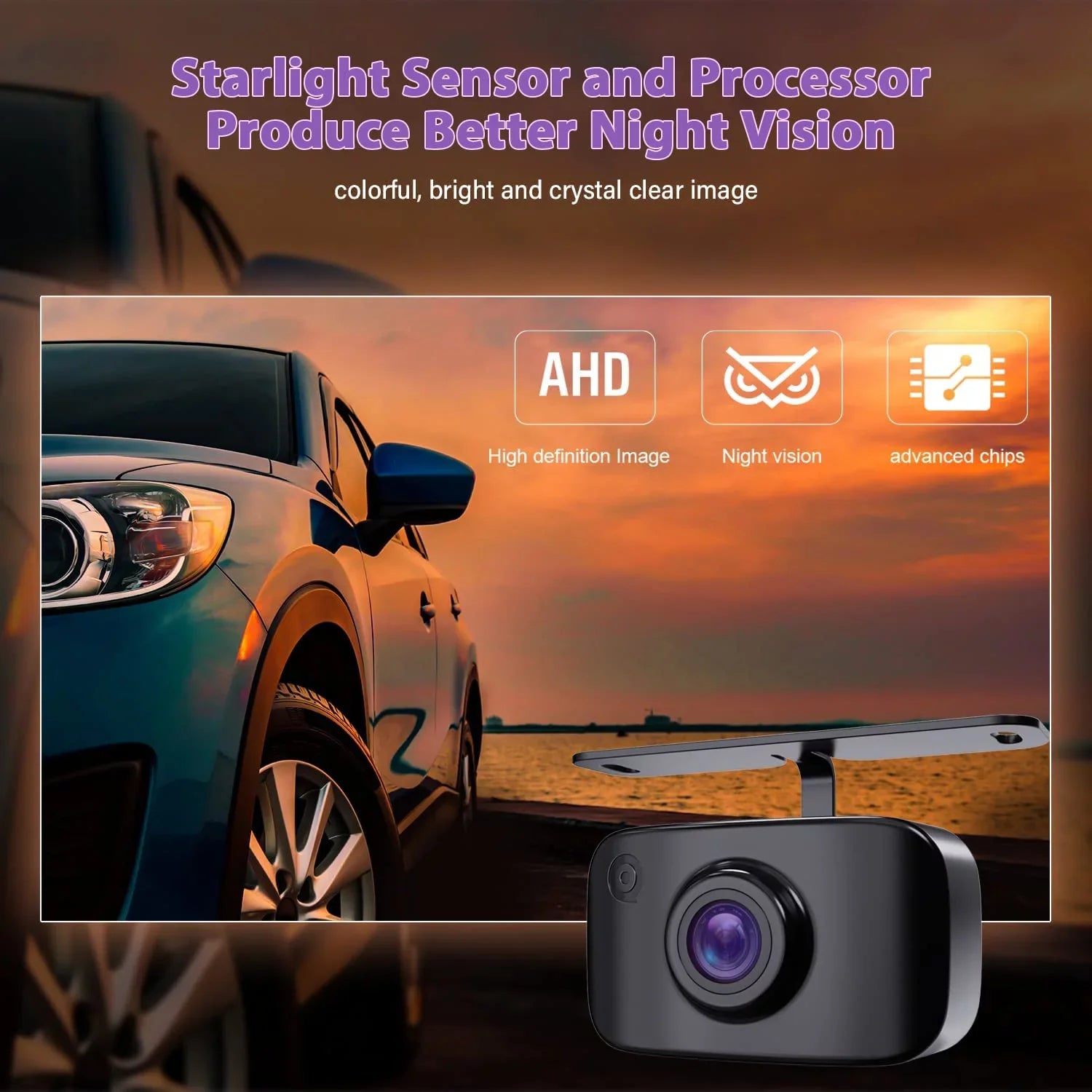 eRapta ERT11 Backup Camera, Rear View Reverse Camera Car Truck Pickup SUV RV Van HD License Plate Front Rear Camera