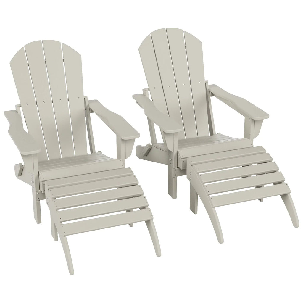 Polytrends Laguna All Poly Outdoor Patio Adirondack Chair Conversation Set - (4-Piece) Sand