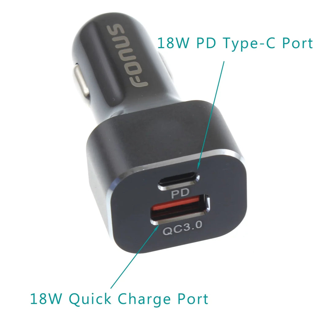 2-Port USB 36W Quick Car Charger w Cord Charger 6ft USB Cable M8J Blackberry Motion, Key2, KEYone, LE - BLU G9, Vivo XI Plus 5 - CAT S61 S48c - Coolpad Legacy - Essential Phone (PH-1)