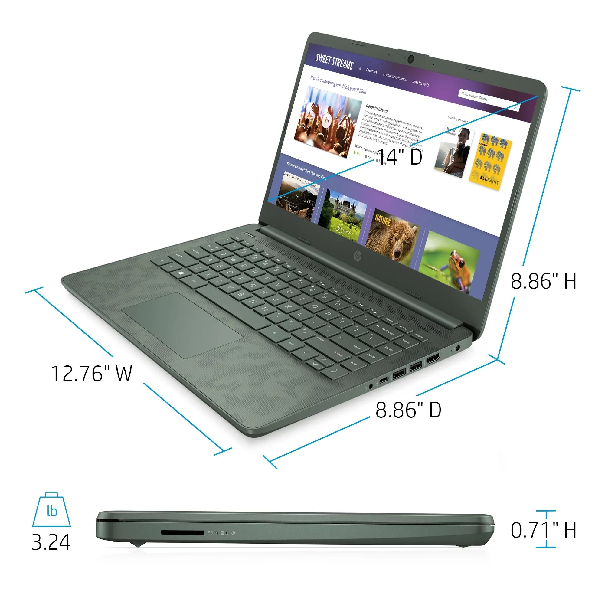 HP 14" Intel Core i5-1135G7, 8GB RAM, 256GB SSD, Digi Camo, Windows 10, 14-dq2088wm
