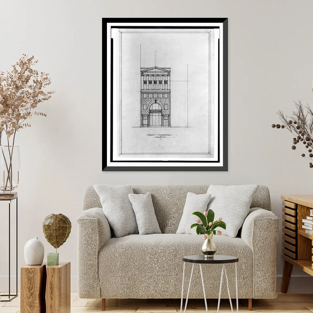 Historic Framed Print, [Two office buildings B.F. Saul (15th Street, N.W., Washington, D.C.). Front elevation] - 2, 17-7/8" x 21-7/8"