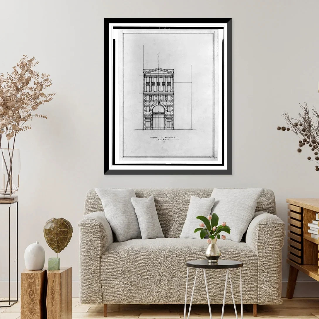 Historic Framed Print, [Two office buildings B.F. Saul (15th Street, N.W., Washington, D.C.). Front elevation] - 2, 17-7/8" x 21-7/8"