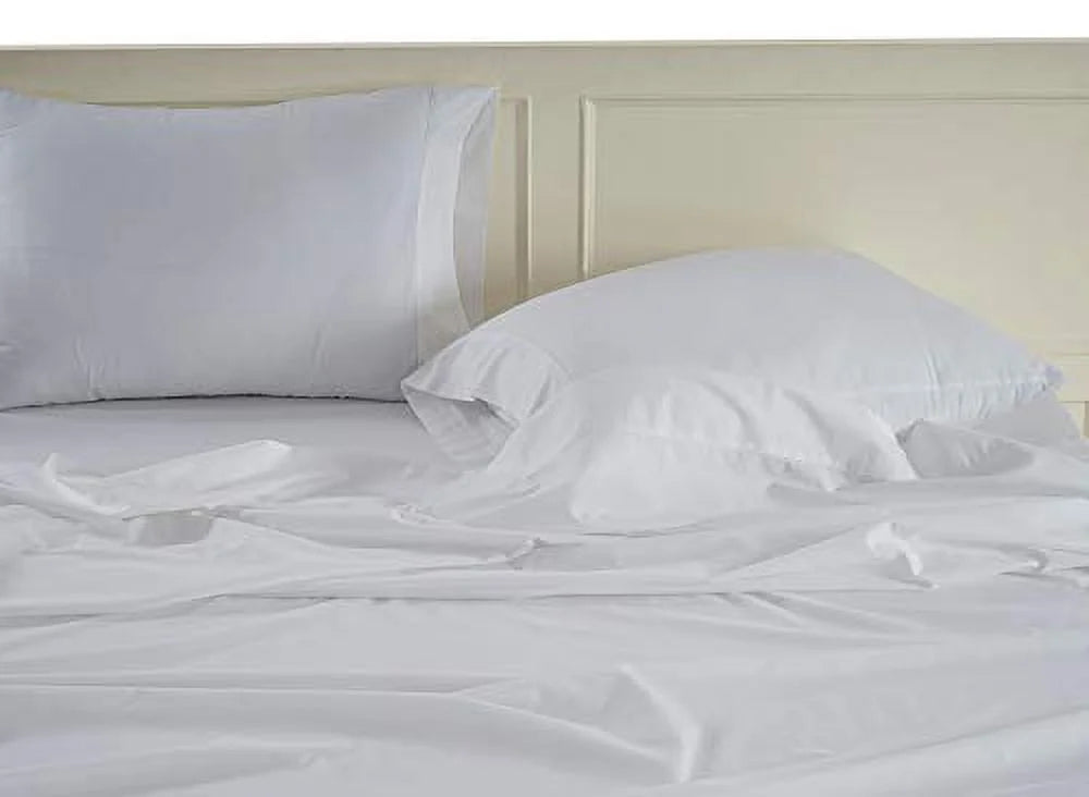 LANE LINEN 100% Organic Cotton Pure White King-Sheets Set 4-Piece Percale Weave Bedding Sheets Bed Breathable Fits Mattress Upto 15" Deep
