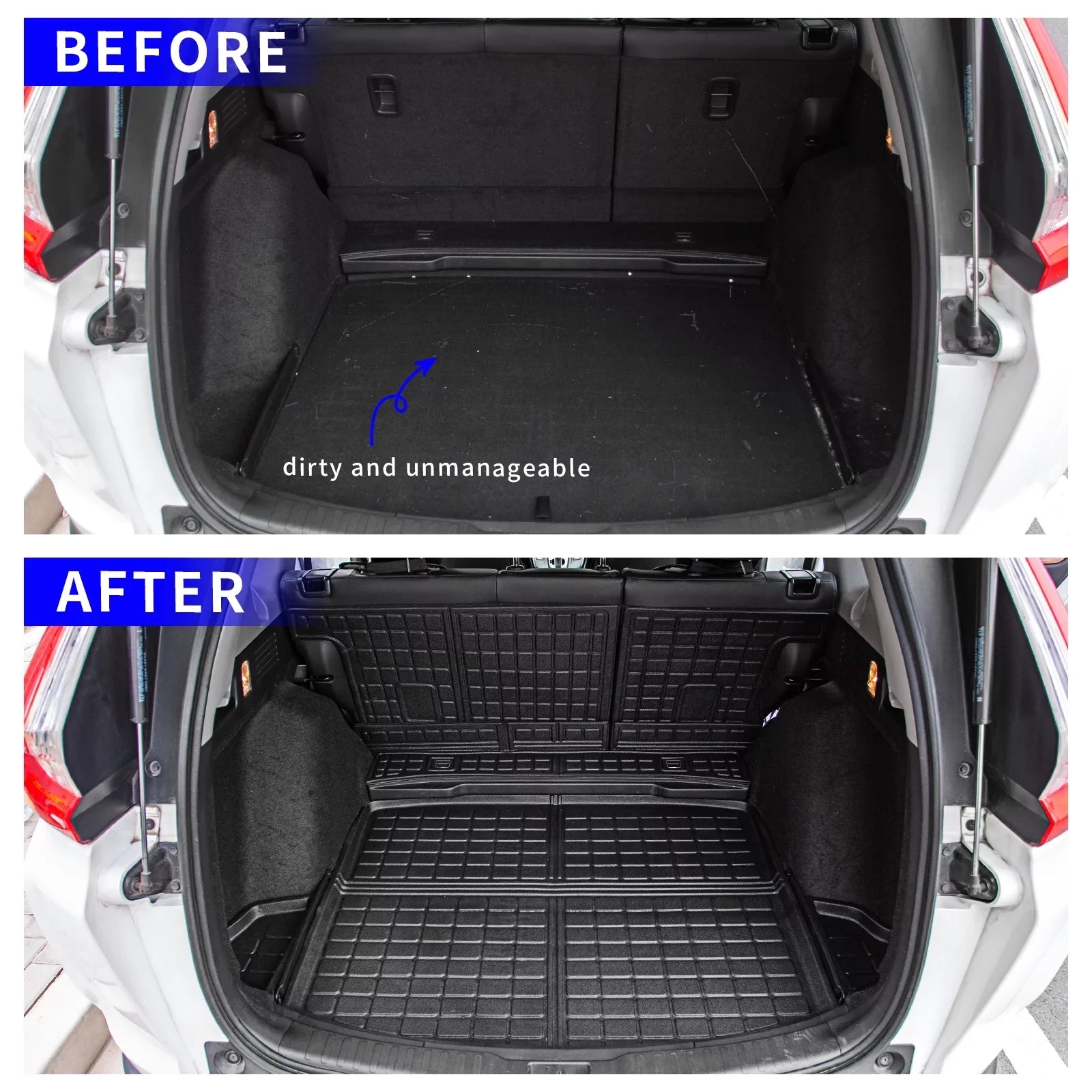 Fit 2017-2022 Honda CRV Fuel Trunk Mat Cargo Liner Rear Trunk Liner TPE All Seat Back Coating Protector 2021 CR-V Accessories (Trunk Mats + Backrest Mats)