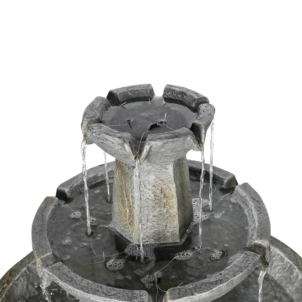 3 Tier Freestanding Waterfall Fountain, 43.3in H Outdoor Fountain with Bird Bath Decor Garden Patio Backyard Deck Home Lawn Porch
