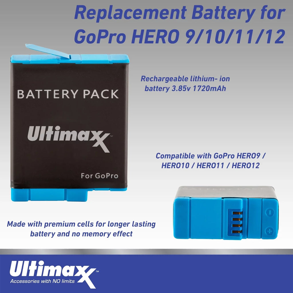 Ultimaxx Premium GoPro Hero 12 Bundle - Includes: 64GB Extreme microSD Memory Card, Replacement Battery, 40M Underwater LED Light & Much More (30pc Bundle)