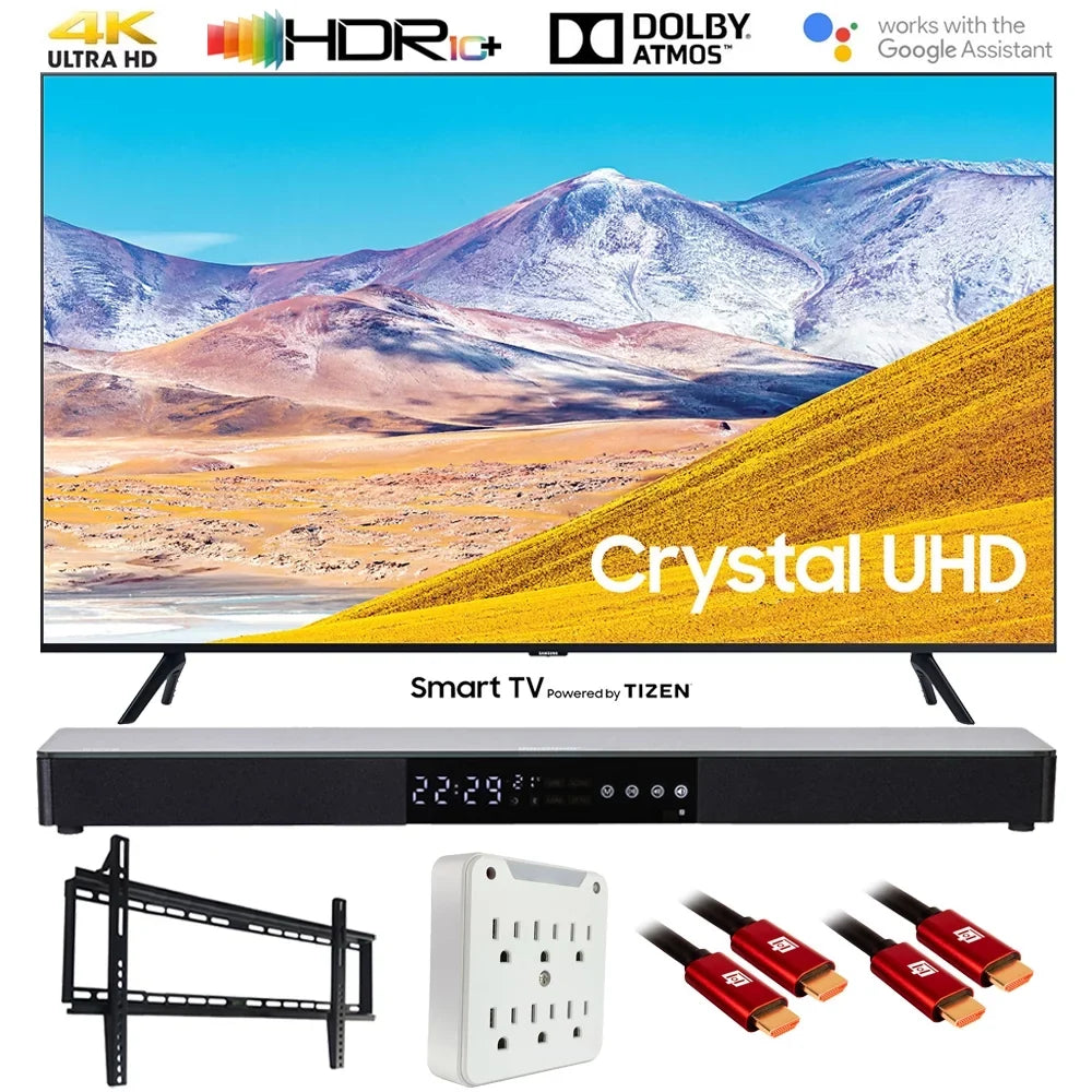 Samsung UN85TU8000 85" TU8000 4K Ultra HD Smart LED TV (2020 Model) with Deco Gear Home Theater Soundbar, Wall Mount Accessory Kit and HDMI Cable Bundle (UN85TU8000FXZA 85TU8000 85 Inch TV)