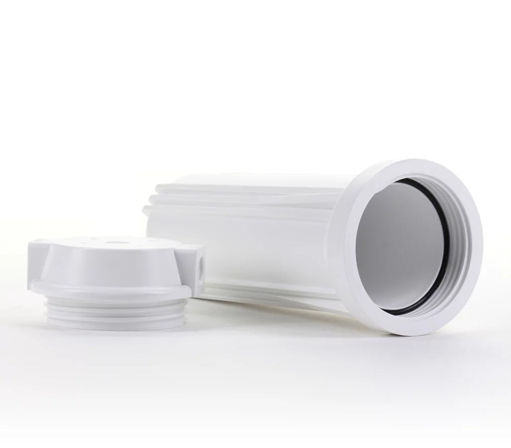 Hydronix HF2-10WHWH12, 10" White Housing with White Flat Cap For RO & Filtration Systems, 1/2" Ports