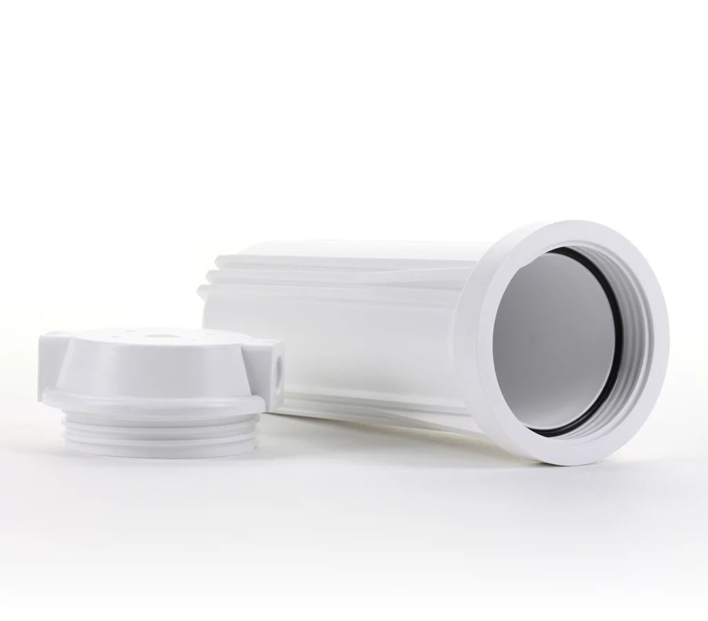 Hydronix HF2-10WHWH12, 10" White Housing with White Flat Cap For RO & Filtration Systems, 1/2" Ports