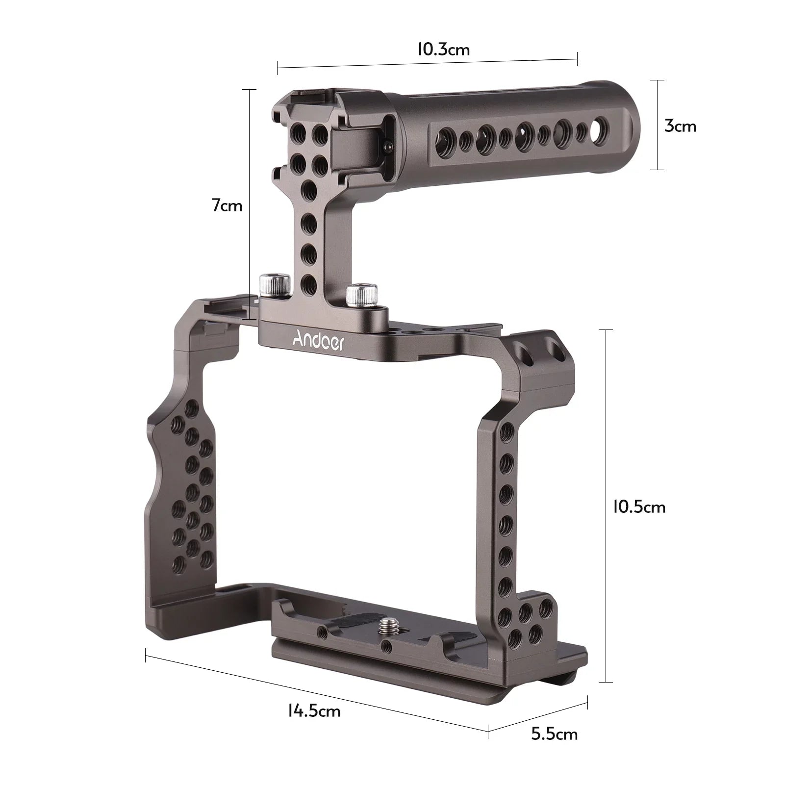 Andoer Aluminum Alloy Camera Cage Kit with Video Rig Handle Grip Replacement Sony A7R III/ A7 II/ A7III