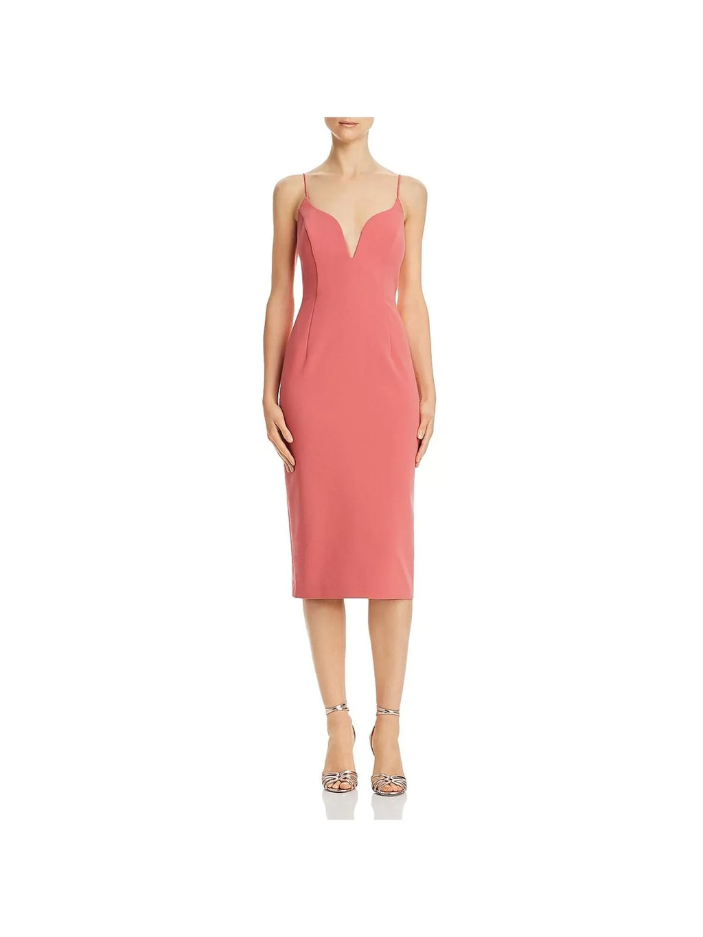 JILL STUART Womens Coral Spaghetti Strap Below The Knee Sheath Evening Dress 10