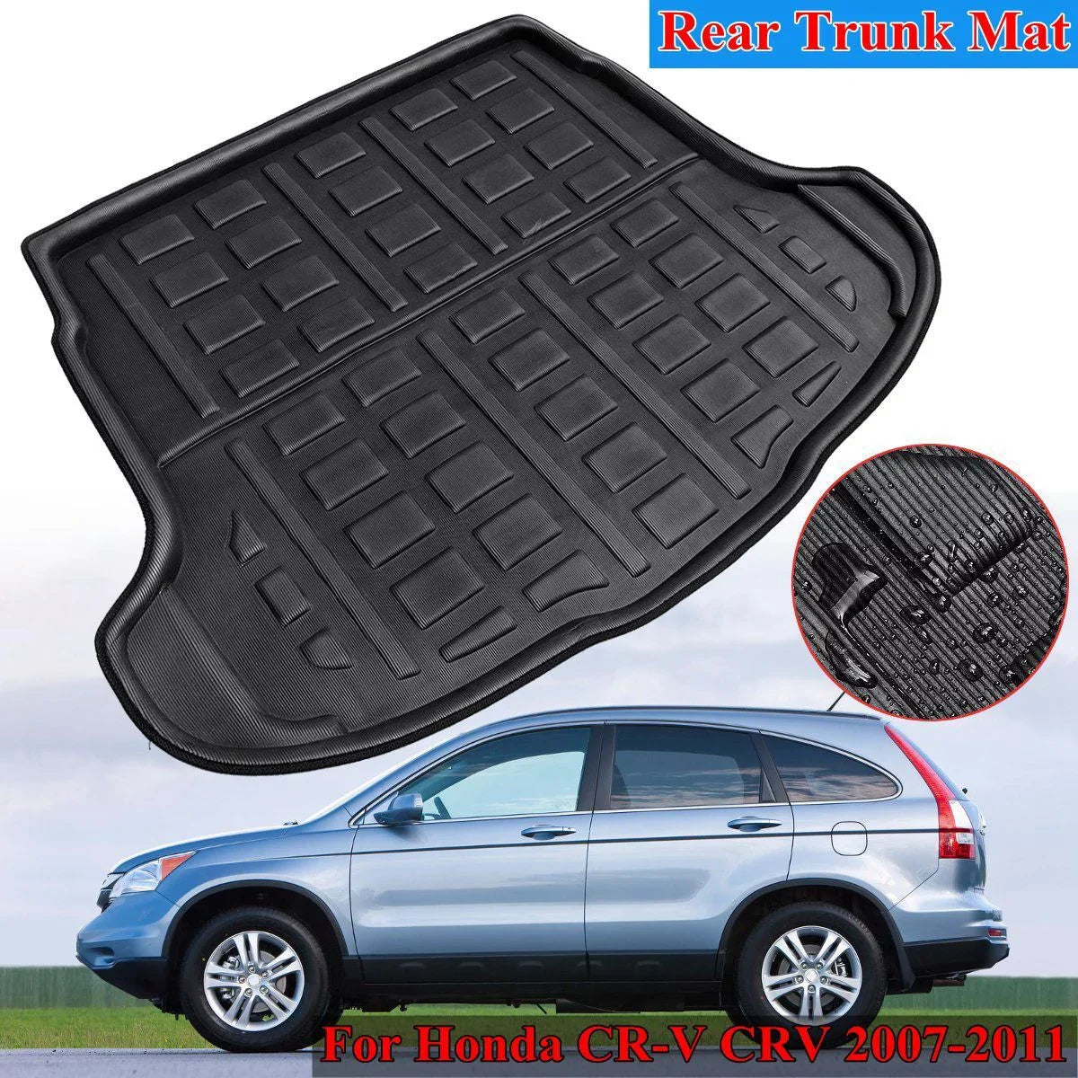 1pcs Cargo Liner Mat Honda CR-V CRV 2007-2011 Boot Rear Trunk Floor Tray Waterproof All , Black