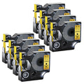 GREENCYCLE 8PK DYMO D1 Label Tape 45023 12mm 7m Black on Gold LabelManager LabelPoint LabelWriter Label Maker