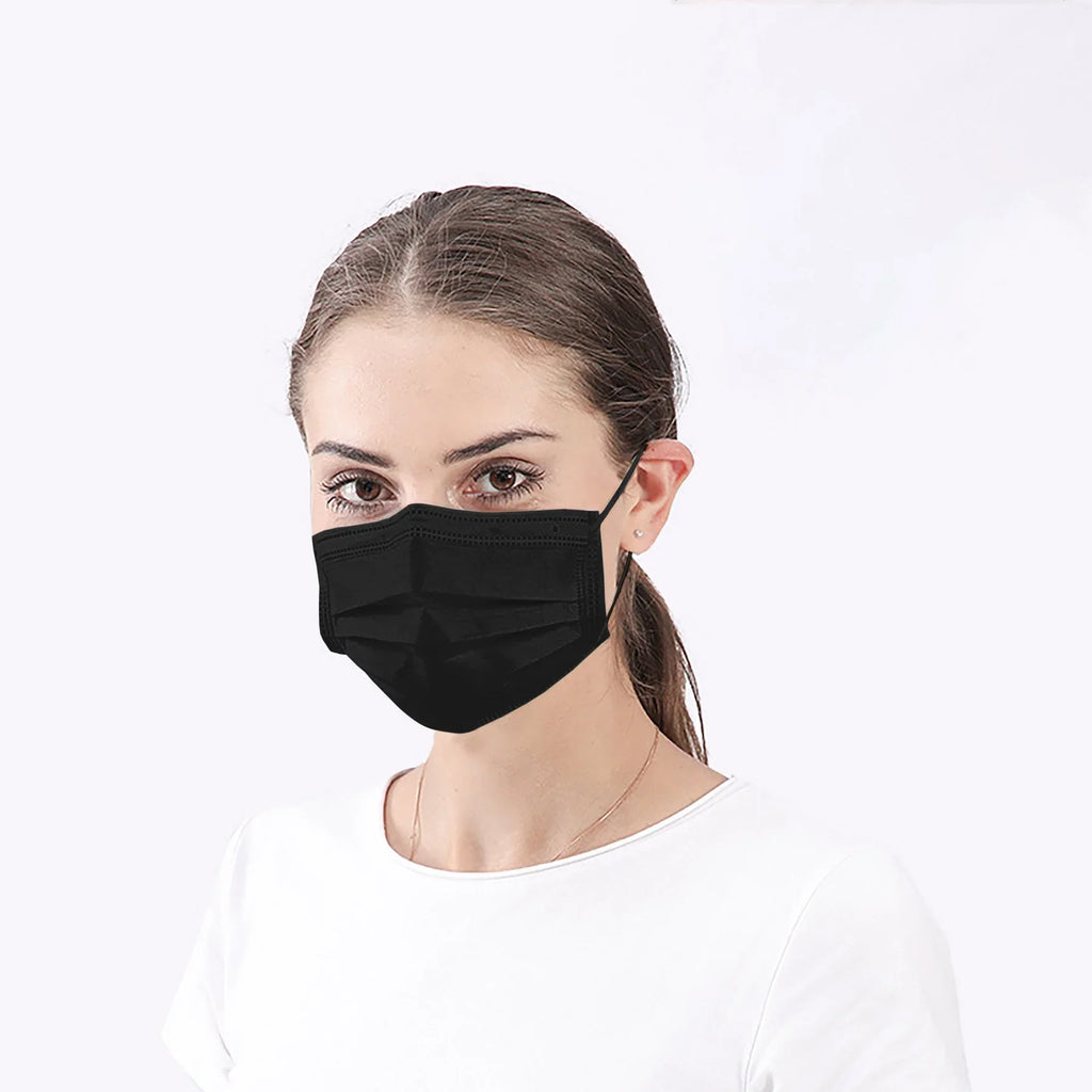 MagiCare Premium 3 Ply Comtable, Soft, Breathable Black Face Mask - 50ct Box