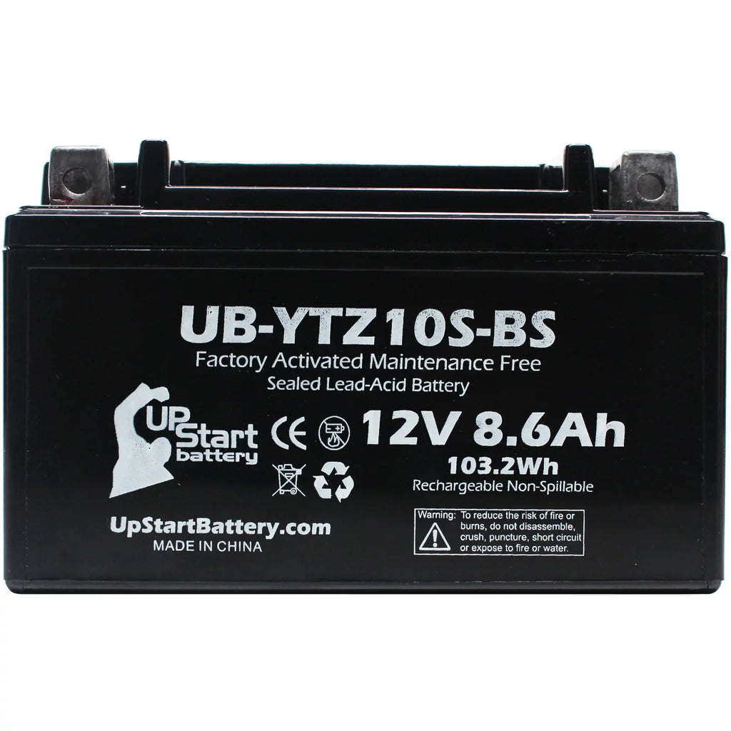 4-Pack UpStart Battery Replacement 2005 Yamaha YZF-R1 1000CC Factory Activated, Maintenance Free, Motorcycle Battery - 12V, 8.6Ah, UB-YTZ10S-BS