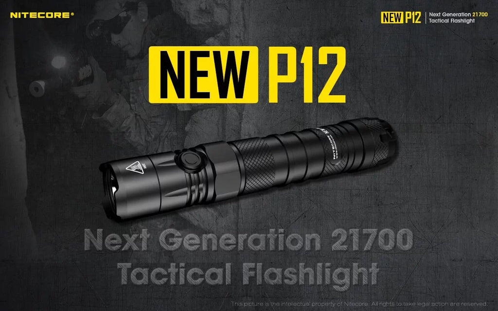 Nitecore New P12 Version LED Flashlight - 1200 Lumens w/NL2150HPR Battery, USB Cord, Offset Mount and RSW3 Pressure Switch