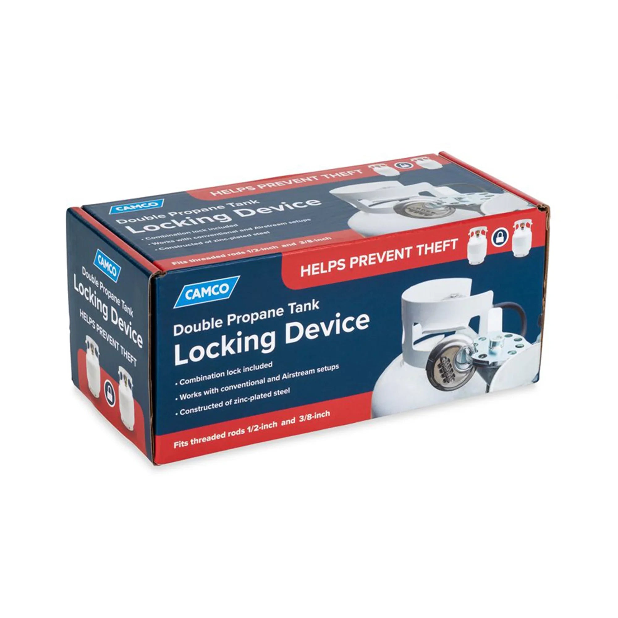Camco Camper/RV Double Propane Tank Locking Device | Features a Combination Lock Keyless Access & Heavy-Duty Steel Design (40590)
