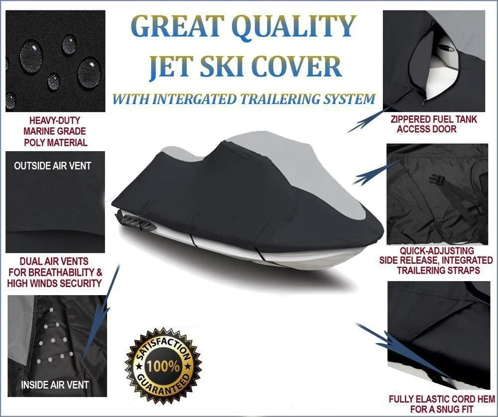 SUPER HEAVY-DUTY PWC 600D JET SKI Coating Sea Doo Sea-Doo GTX 4-TEC ltd 2003-2004 Jet Ski Watercraft Wrap Black/Grey