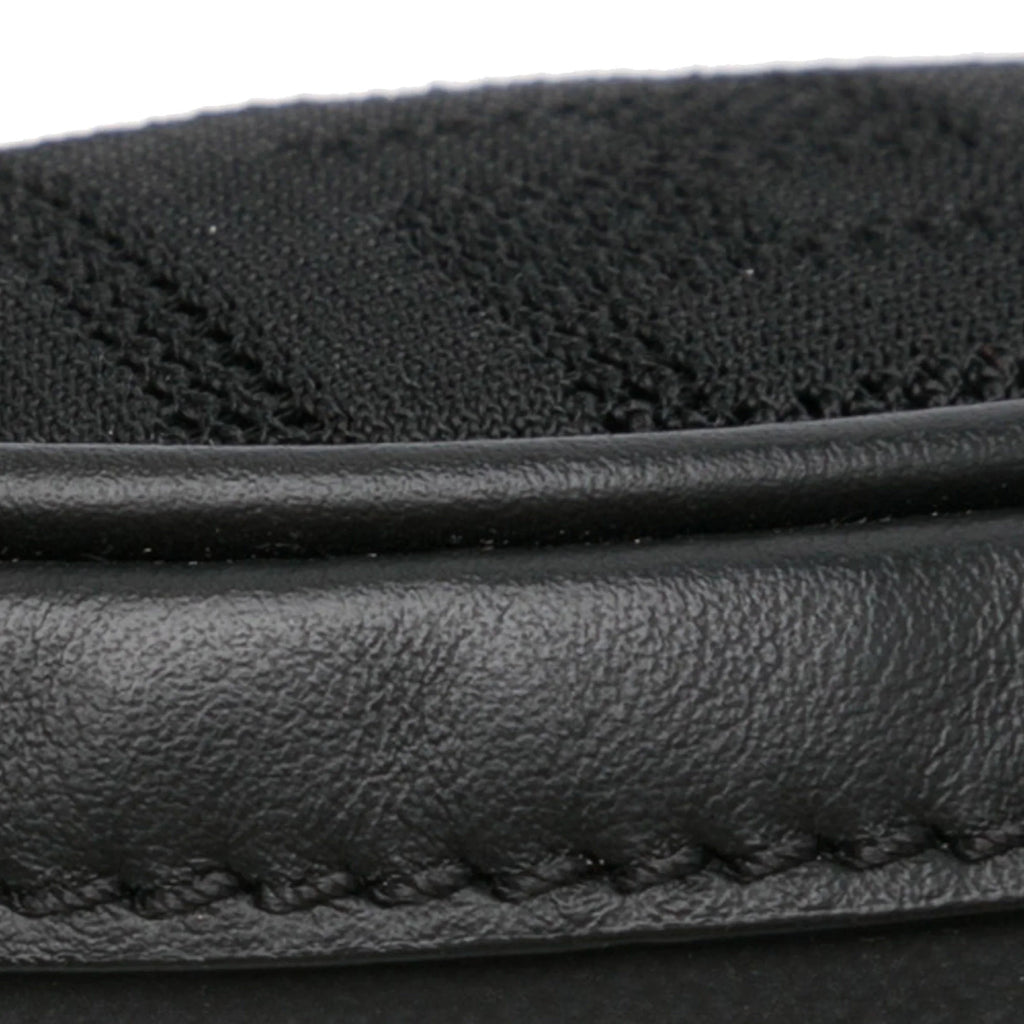 Pre-Owned Authenticated Fendi FF Neoprene Vitello Grace Perated Pocket Belt Bag Knit Fabric Black Unisex (Good)