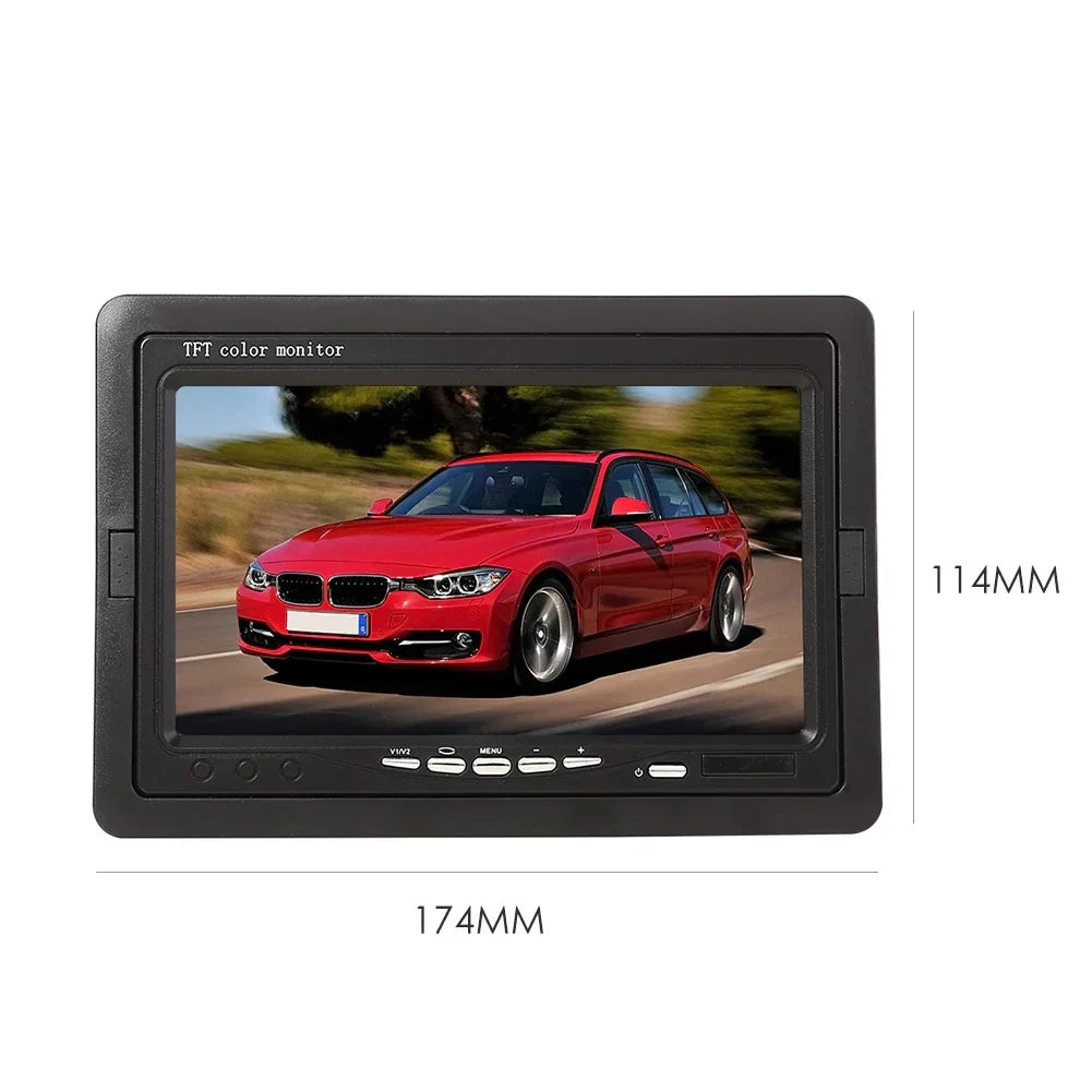 12V/24V parking system 7inch TFT LCD Car Monitor IR with 18 LED camera Bus RV Car Van Truck reverse Night Vision+32 feet cable