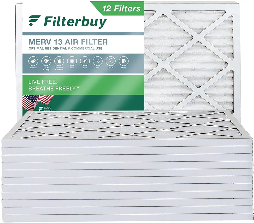 Filterbuy 14x20x1 MERV 13 Pleated HVAC AC Furnace Air Filters (12-Pack)