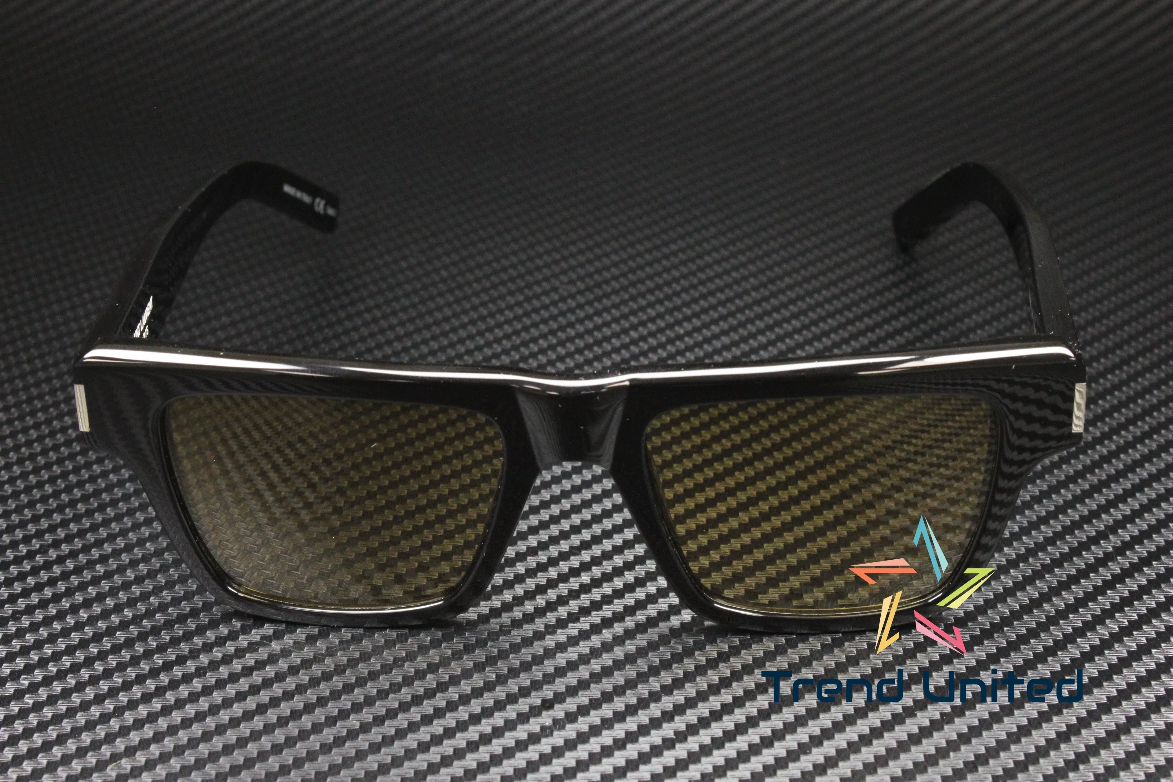 SAINT LAURENT SL 469 004 Square Black Shiny Yellow 51 mm Men's Sunglasses