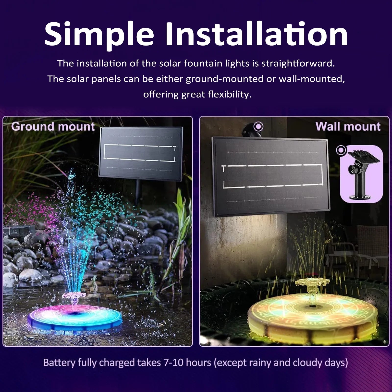 Dcenta Fountain Light with Remote Control Solar Powered Bird Bath Fountains Garden Pond