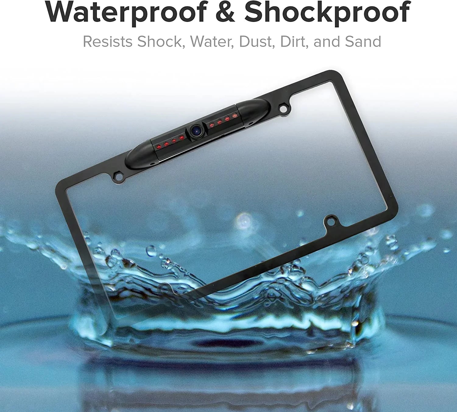Backup Camera Rearview License Plate Frame ALPINE INE-W960 INEW960 Black
