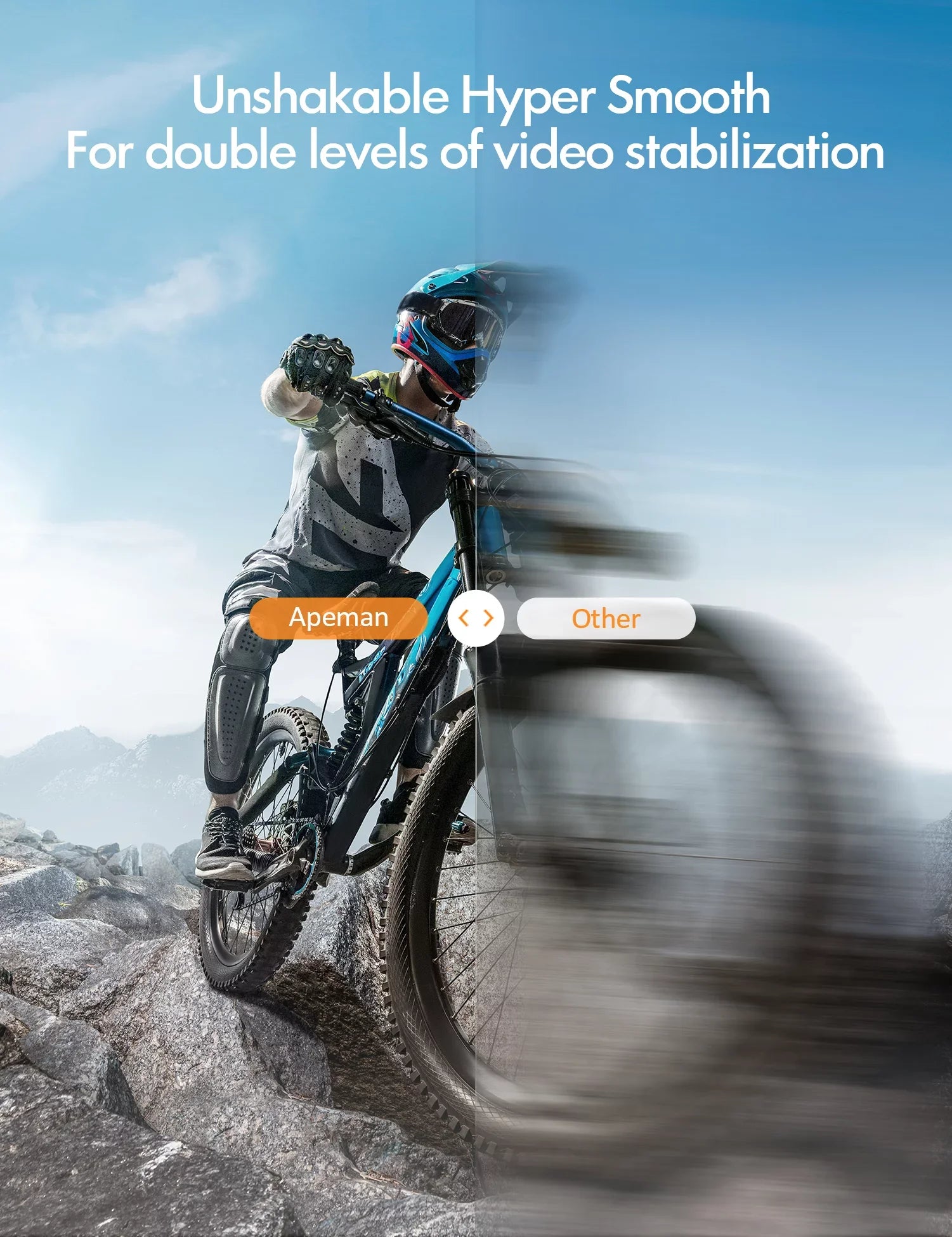 APEMAN A100s Action Camera 4K 50fps Touchscreen Ultra HD 20MP WiFi Sports 40M Dual 1350 mAh Batteries