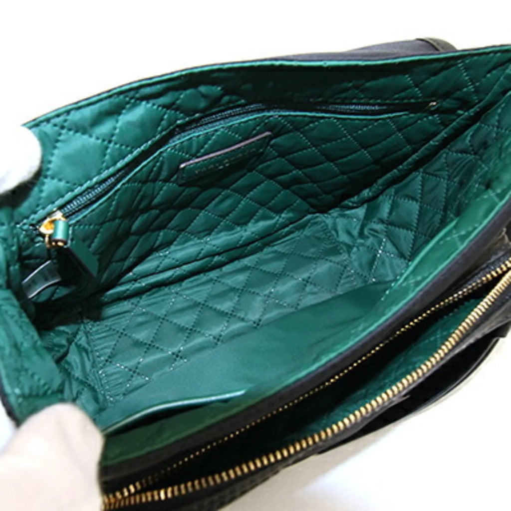 Pre-Owned Tory Burch shoulder bag Perry 58044 black green nylon leather ladies TORY BURCH (Good)