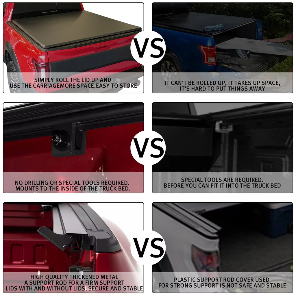 XTWEEX Soft Roll Up Truck Bed Tonneau Wrap Fits 2002-2023 Dodge Ram 1500 | 2003-2023 Ram 2500 3500 | 2019+ Ram 1500 Classic Body(Not New Body) 6.4 FT Bed W/O Rambox