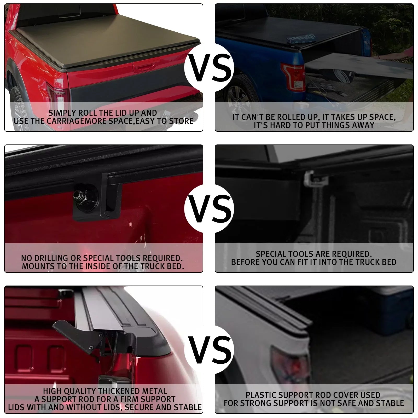XTWEEX Soft Roll Up Truck Bed Tonneau Wrap Fits 2002-2023 Dodge Ram 1500 | 2003-2023 Ram 2500 3500 | 2019+ Ram 1500 Classic Body(Not New Body) 6.4 FT Bed W/O Rambox