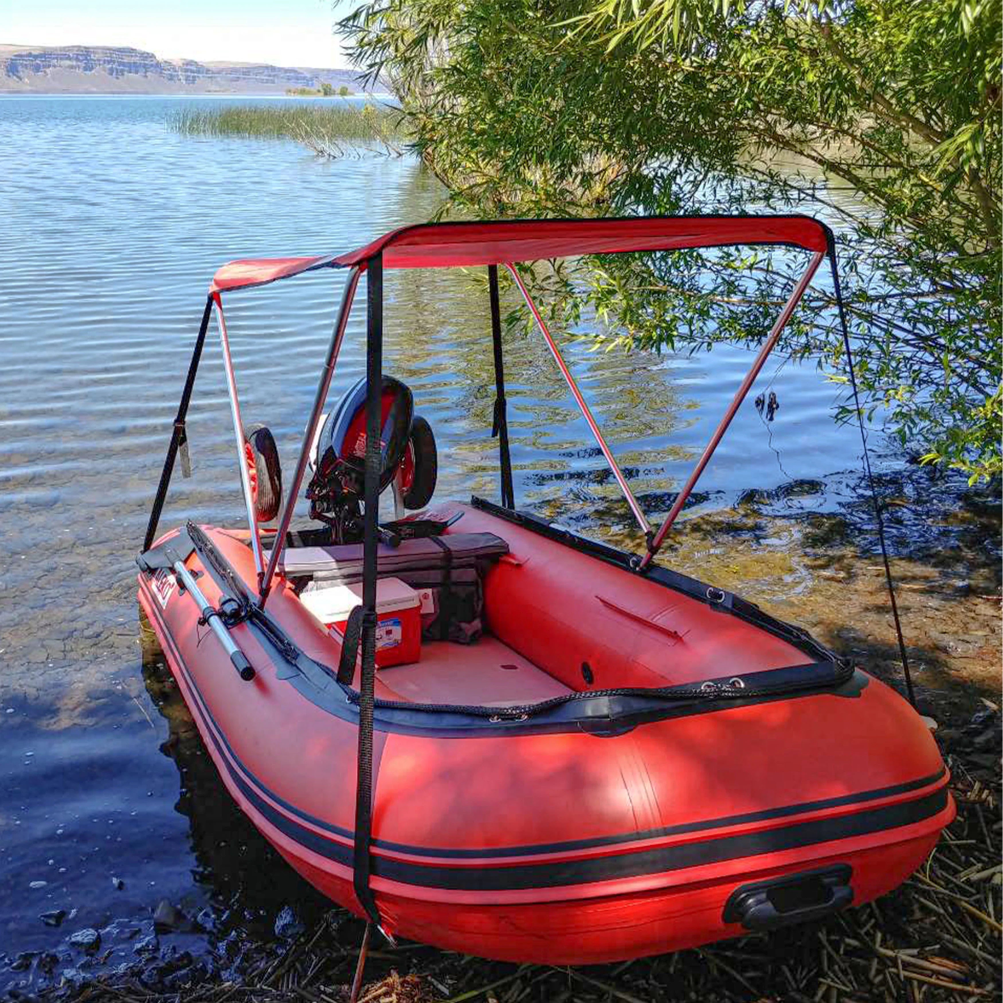 ALEKO Inflatable Craft with Air Deck Floor - 10.5 Ft - Red