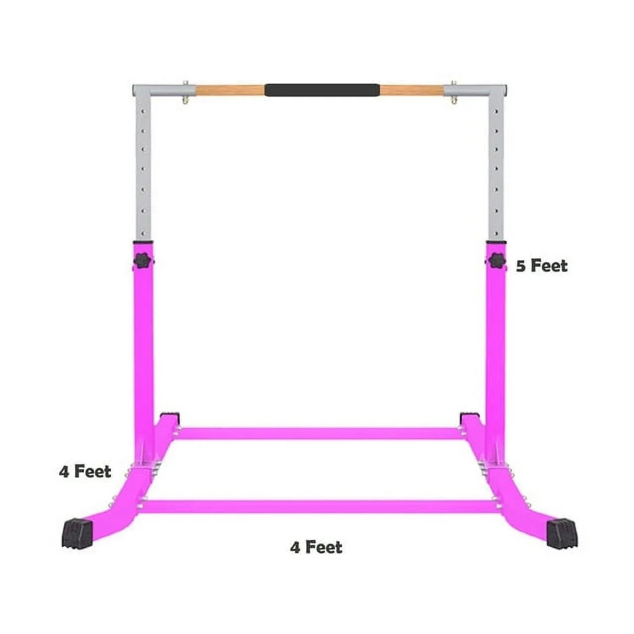 Pro-Gymnastics Pink Adjustable Junior Kip Bar - Heavy Duty, Cushioned Hand Bar, Height Up to 5 FT - Fitness Training Kids