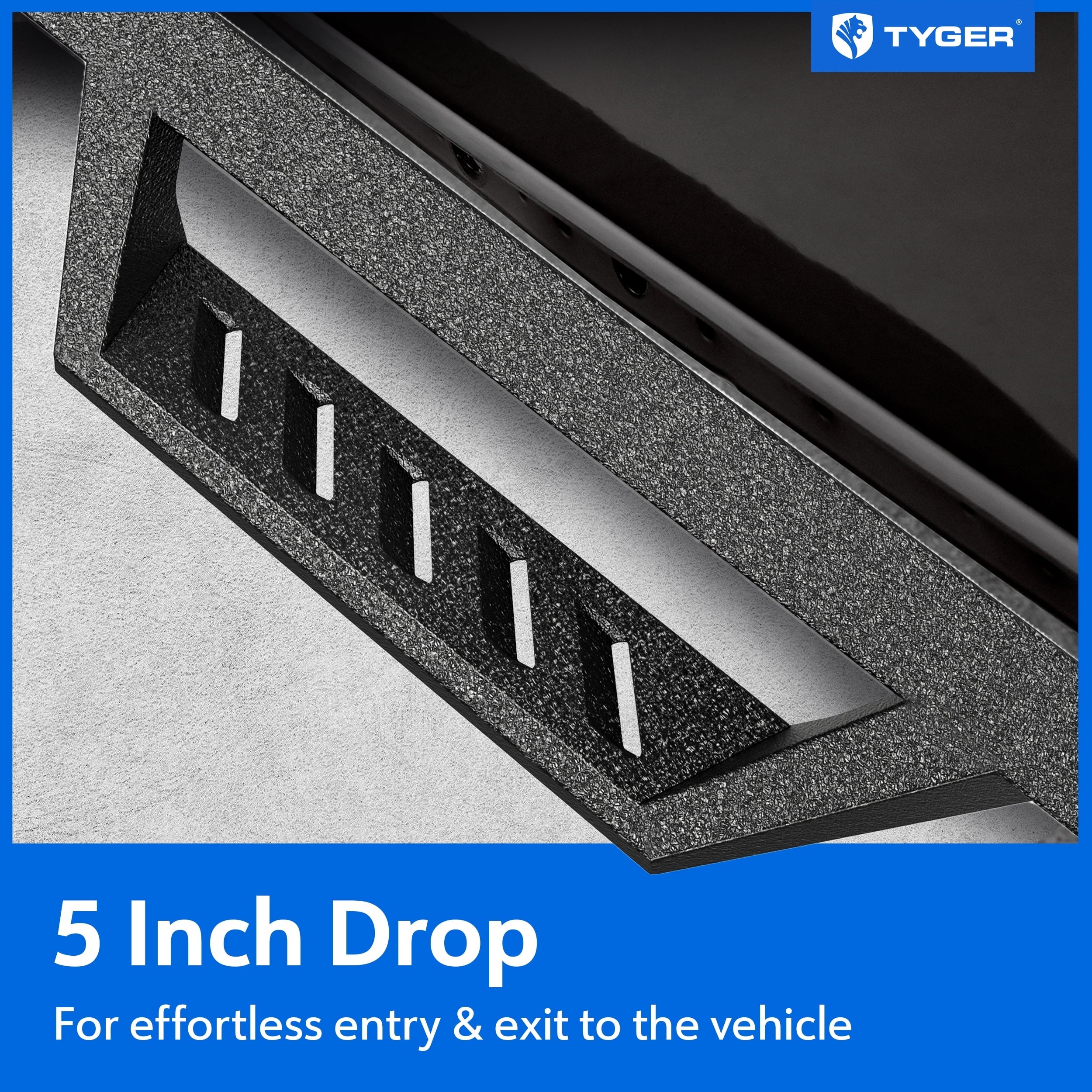 Tyger Auto LanderX Running Board with 2009-2018 Dodge Ram 1500; 2010-2024 2500 3500; 2019-2024 Classic | Crew Cab | TG-LX3D82348 | Drop Step Side Step Rail Nerf Bars