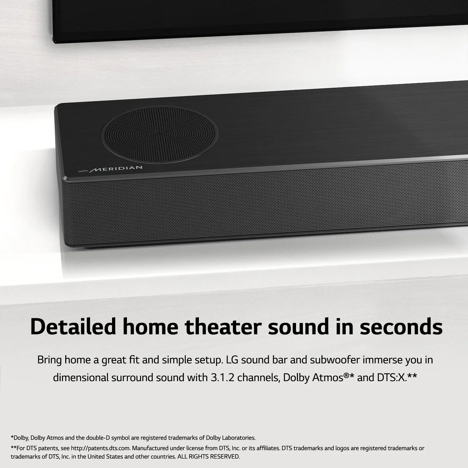 Restored LG 3.1.2 Channel High Res Audio Soundbar with Dolby Atmos and 4K Pass-Through, SPM7A (Refurbished)
