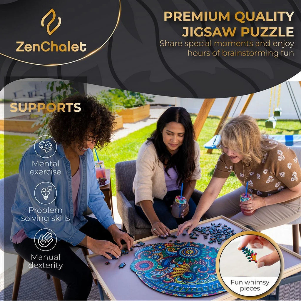 ZenChalet Floral Retro Premium Wooden Jigsaw Puzzle Adults featuring 1000 Pieces