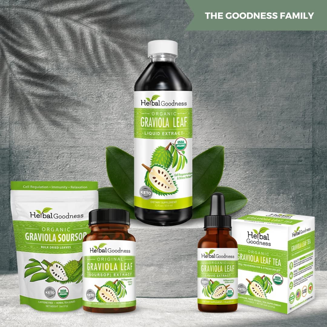 Graviola Leaf Extract Liquid - Soursop (Guanabana) Leaves Ð USDA Organic, Non GMO, Kosher Ð Cell Support & Regeneration & Stress Relief - Immune Boost Ð - 12oz Bottle