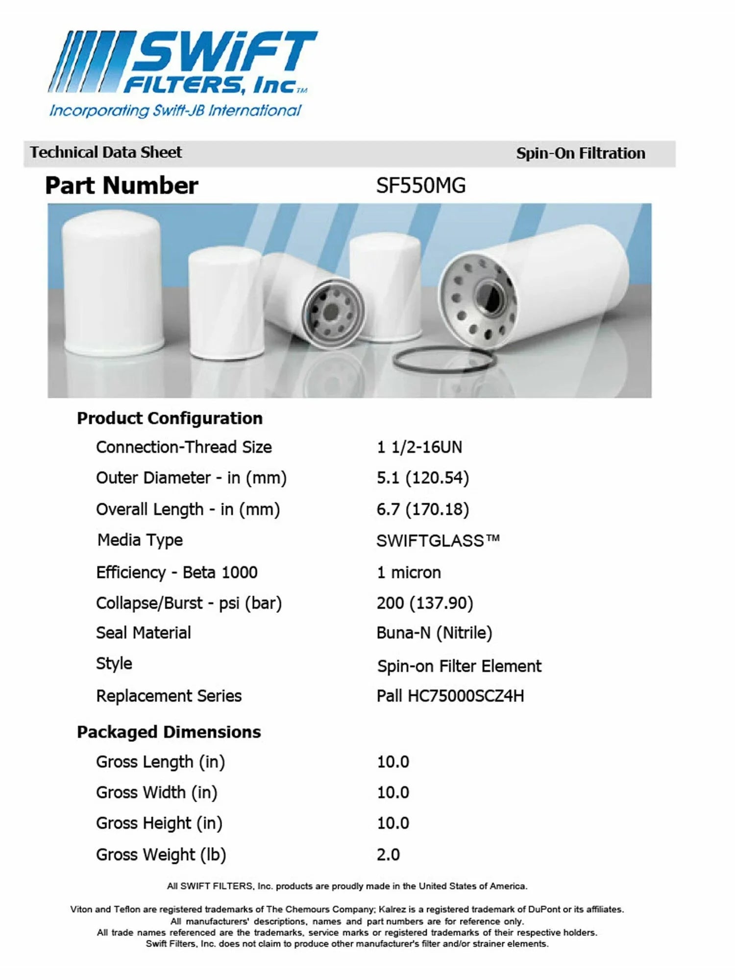 Direct Interchange MP FILTRI MP4773in-On Filter Element Microglass Construction 1 Micron