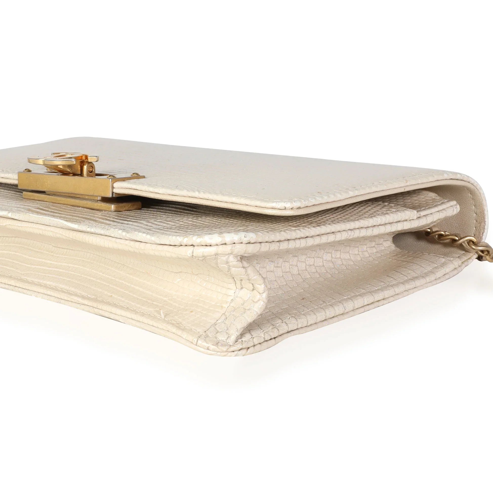 Chanel Gold Metallic Lizard Golden Class Wallet on Chain Pre-Owned