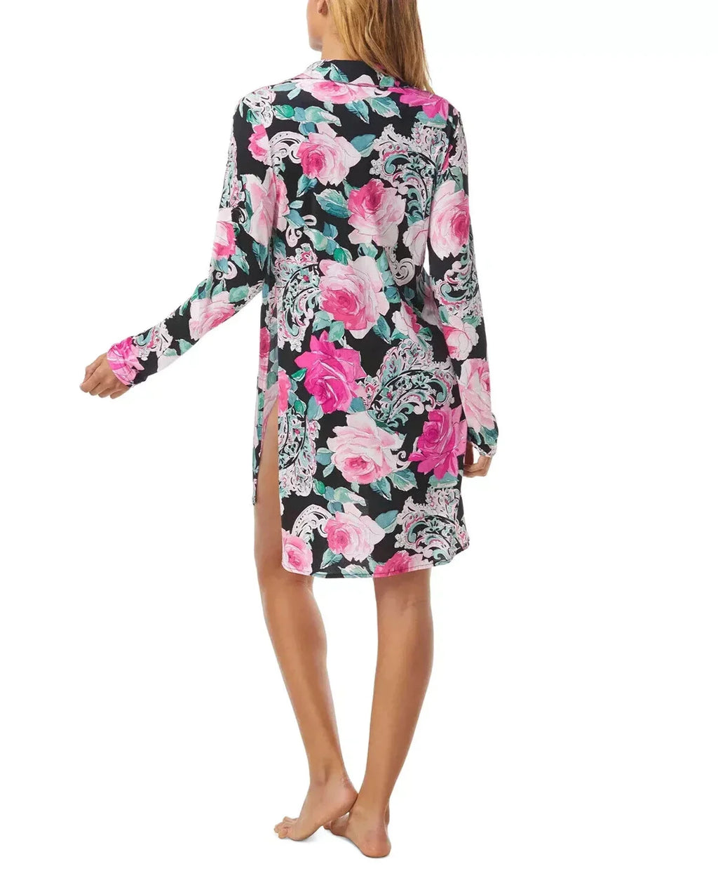 Carmen Marc Valvo Floral-Print Tie-Front Coating