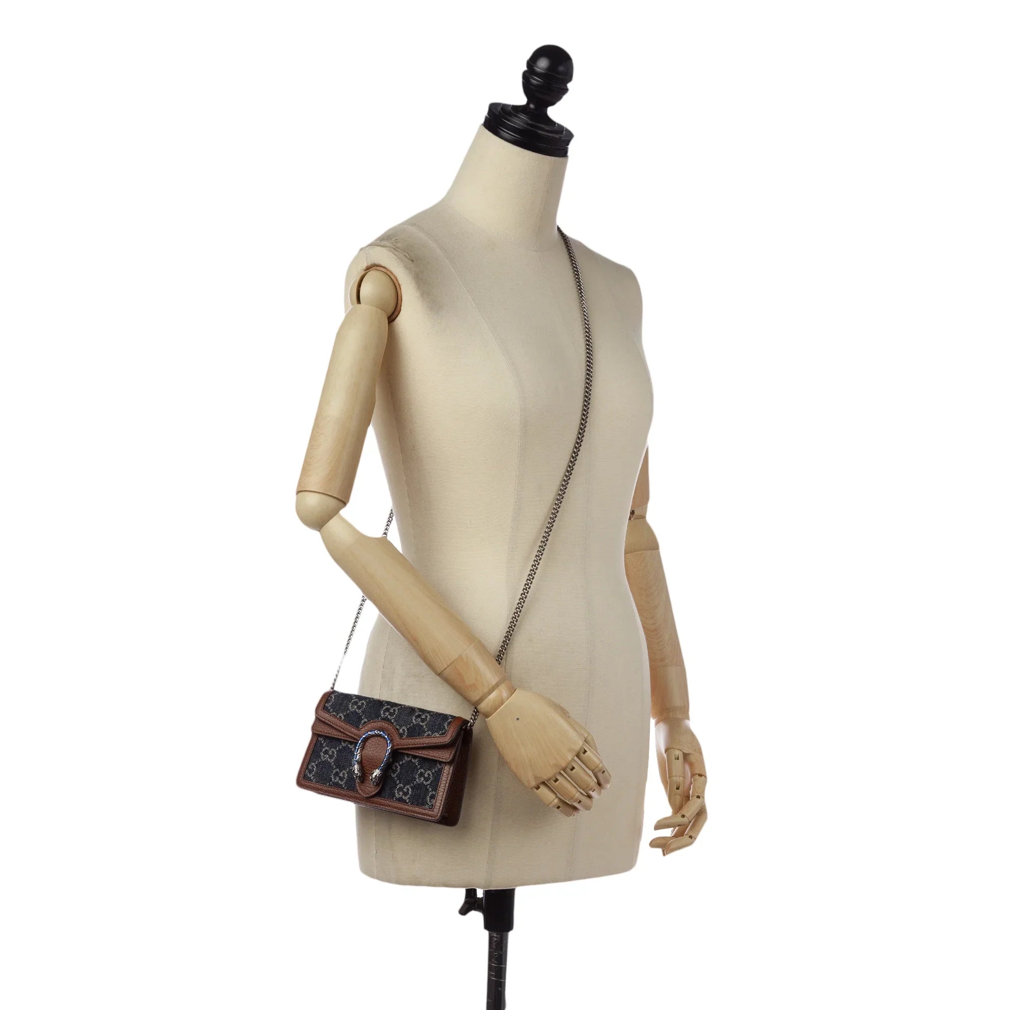Women Pre-Owned Authenticated Gucci Super Mini GG Dionysus Crossbody Bag Denim Fabric Blue