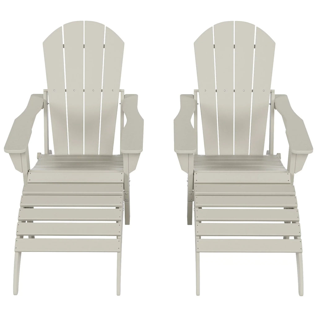 Polytrends Laguna All Poly Outdoor Patio Adirondack Chair Conversation Set - (4-Piece) Sand