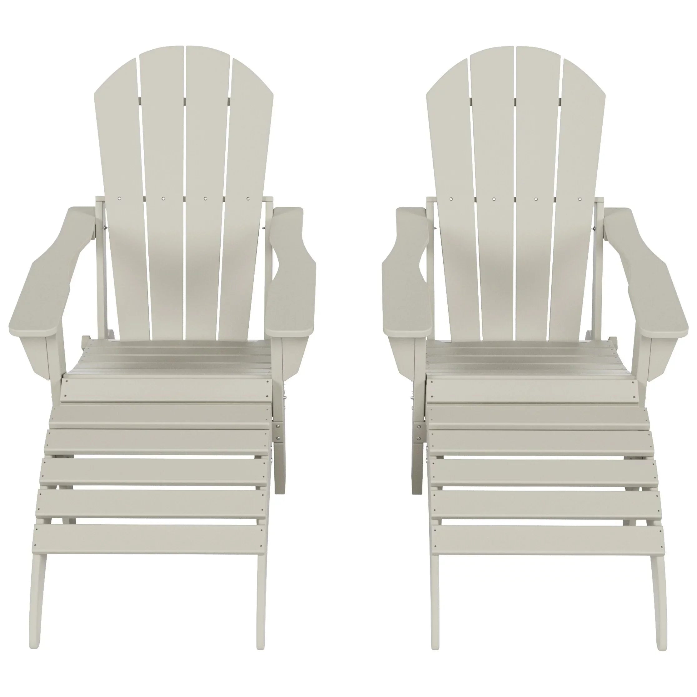 Polytrends Laguna All Poly Outdoor Patio Adirondack Chair Conversation Set - (4-Piece) Sand