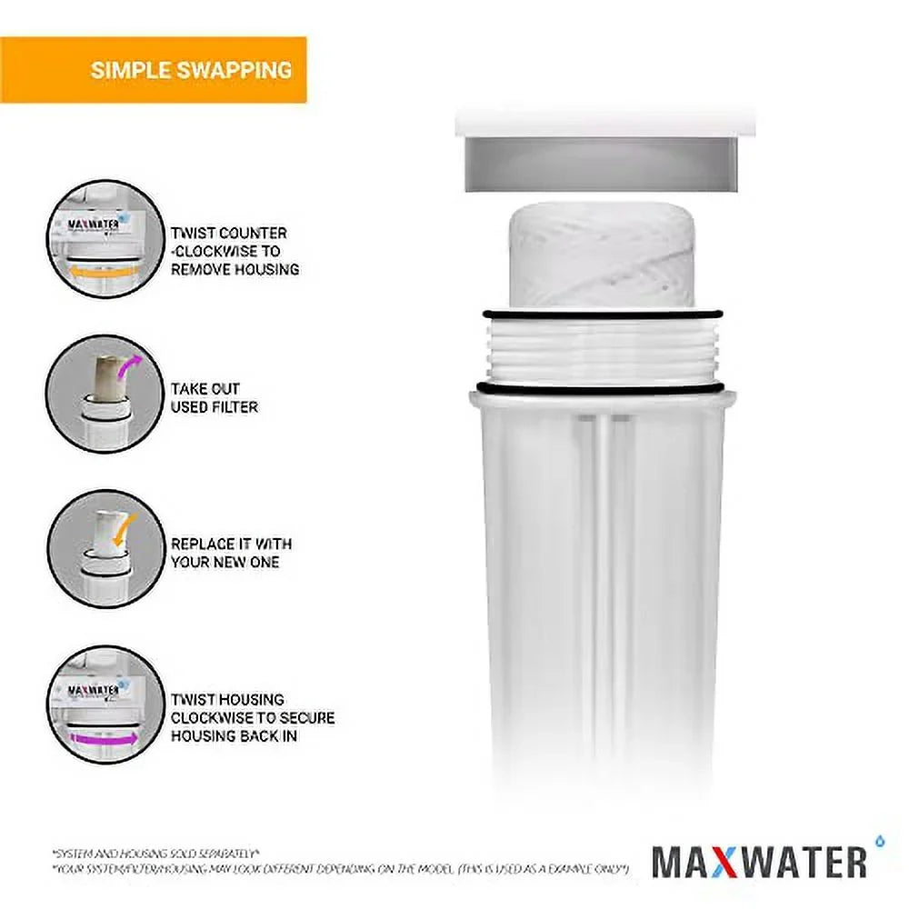 Standard 10"X2.5" String Sediment Water Filter (5 Micron), Hard Well, Whole House, WVO Biodiesel, With Standard RO Reverse Osmosis Systems, WH Systems