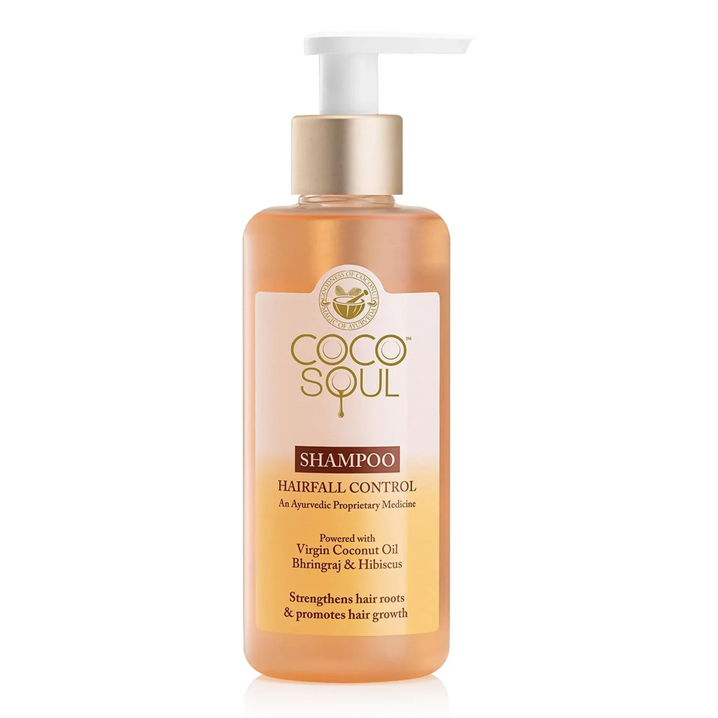 Coco Soul Hair Fall Control Shampoo with Ayurvedic Medicine | 100% Cold Pressed Virgin Coconut Oil | Bhringraj & Hibiscus | Sulphate & Paraben Free | From the M