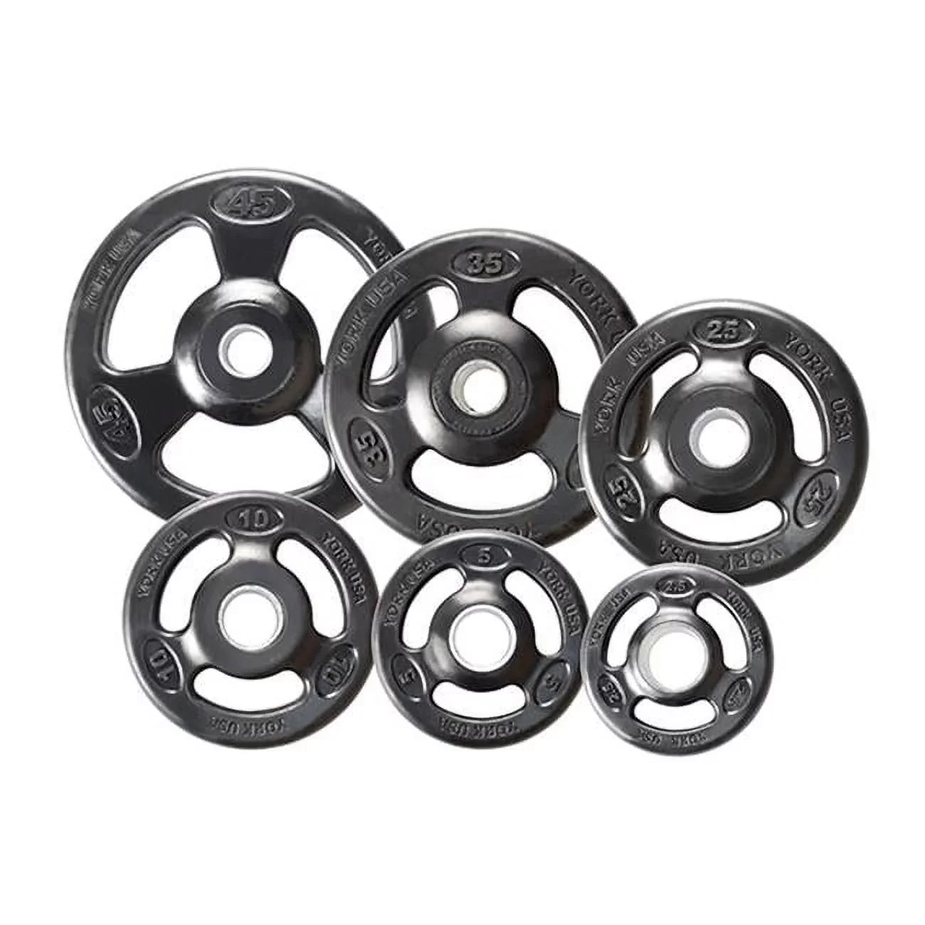 York Barbell Grip Steel Composite Olympic Iron Plate, Black - 25 lbs
